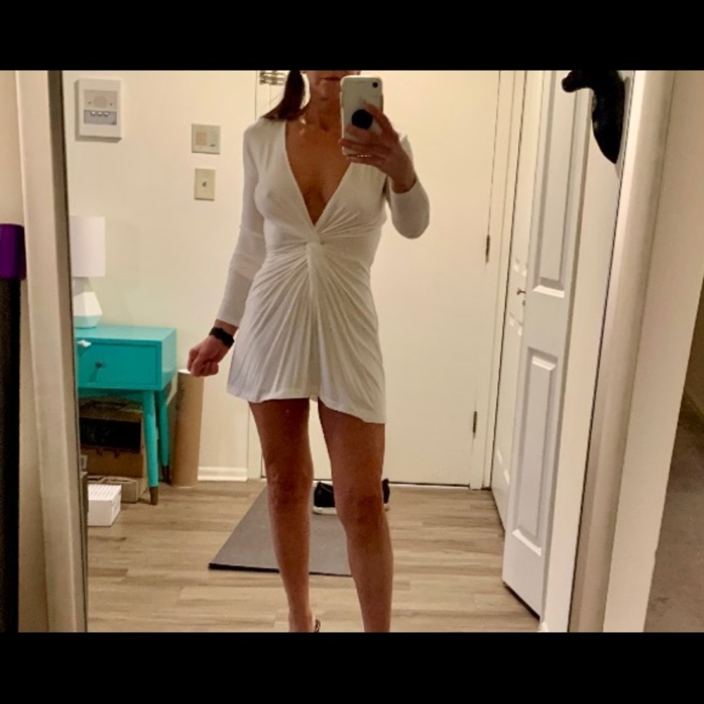 Reality  deep V long sleeve dress